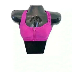 Womens Sports Bra by Half Moon Size L Purple‎ Front Closure Zipper Racerback